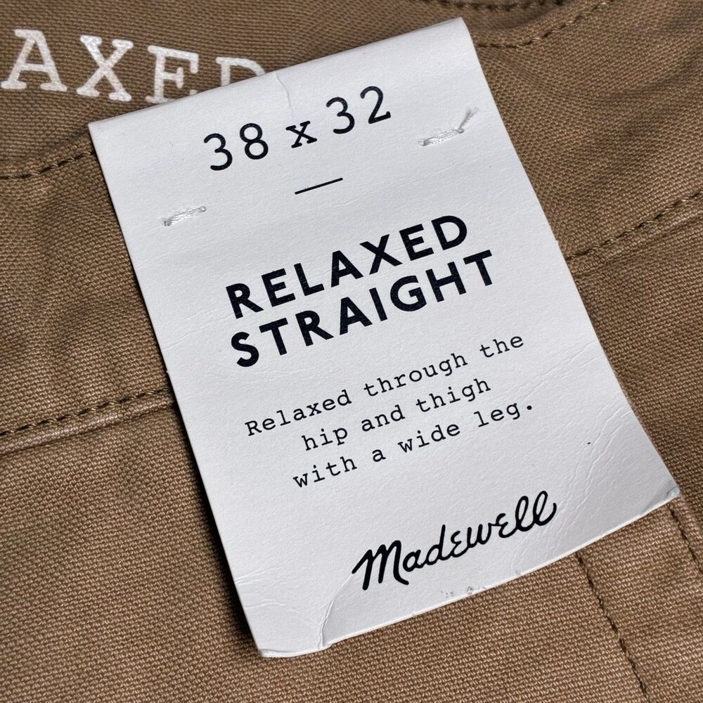 Madewell Workwear Pant Mens 40x30 (tag 38) Tan Relaxed Straight Button Fly NWT - Picture 9 of 14
